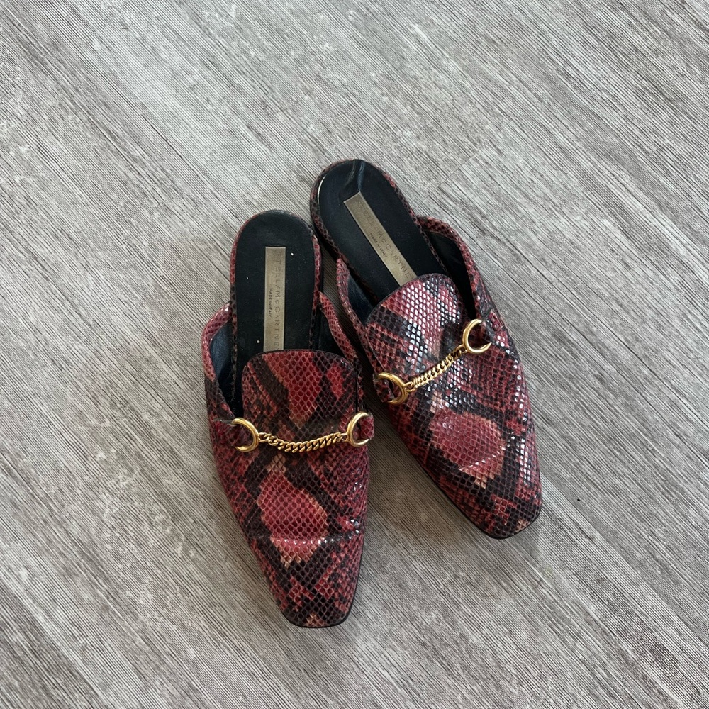 stella mccartney snakeskin chain loafers